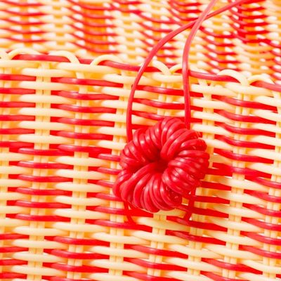Alternate image for Handwoven Tote in Strawberry Red and Cornsilk Delightful Day in Strawberry