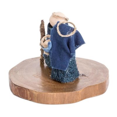 Alternate image for Natural Fiber Nativity Sculpture with Indigo Cotton Accents Dream of Love