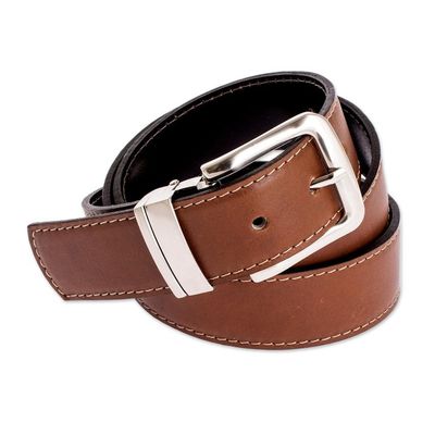 Alternate image for Artisan Crafted Reversible Mens Belt Advocate in Warm Brown