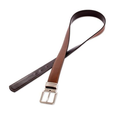 Alternate image for Artisan Crafted Reversible Mens Belt Advocate in Warm Brown