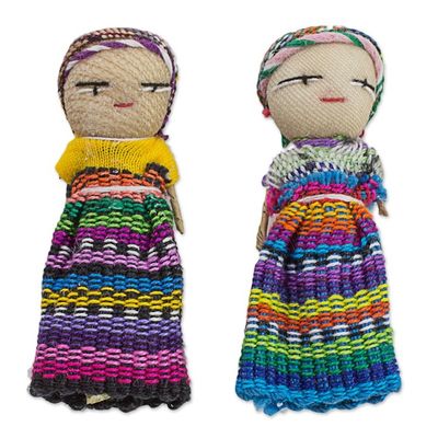 Alternate image for Set of 12 Guatemalan Worry Dolls with Pouch in 100 Cotton The Worry Doll League