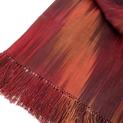 Alternate image for Artisan Crafted Rayon Ruana from Guatemala Fiery Ethereal Inspiration