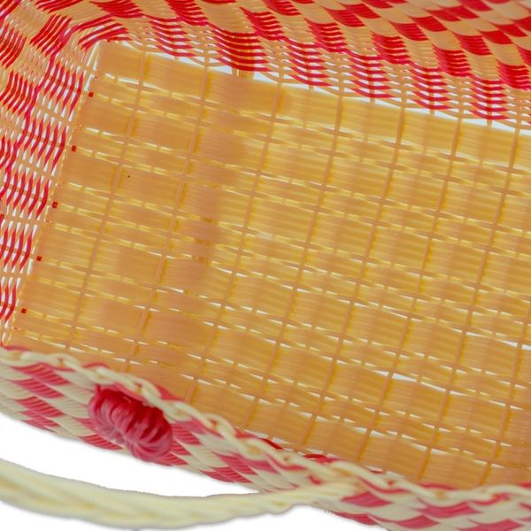 Alternate image for Handwoven Tote in Strawberry Red and Cornsilk Delightful Day in Strawberry