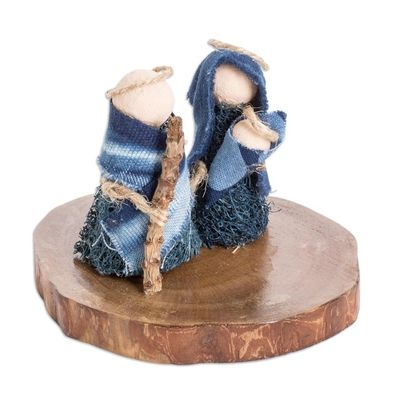 Alternate image for Natural Fiber Nativity Sculpture with Indigo Cotton Accents Dream of Love