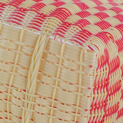 Alternate image for Handwoven Tote in Strawberry Red and Cornsilk Delightful Day in Strawberry