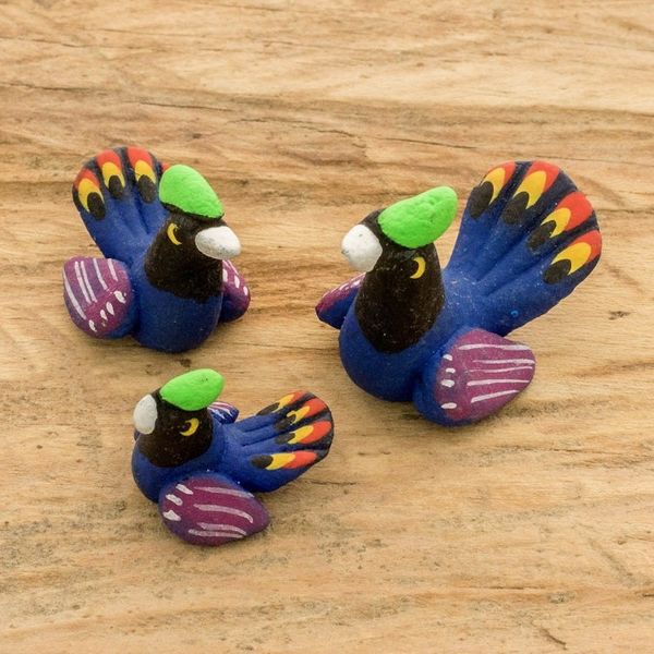 Alternate image for Set of 3 Hand-painted Turkey-themed Ceramic Figurines Turkey Family