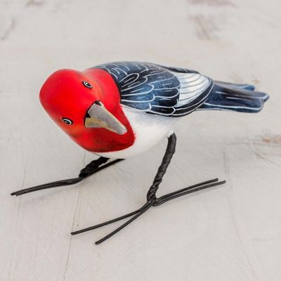 Alternate image for Ceramic Figurine of a Red Headed Woodpecker from Guatemala Red Headed Woodpecker