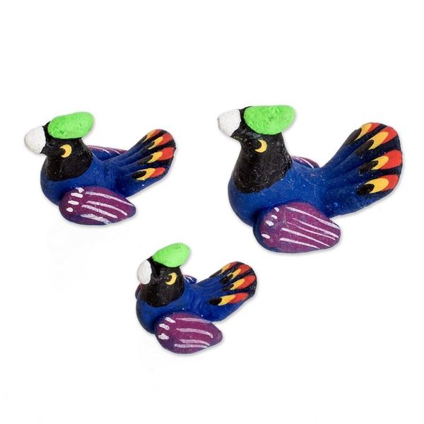 Alternate image for Set of 3 Hand-painted Turkey-themed Ceramic Figurines Turkey Family