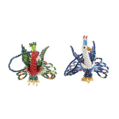Alternate image for Glass Beaded Peacock Ornaments from Guatemala Pair True Beauty