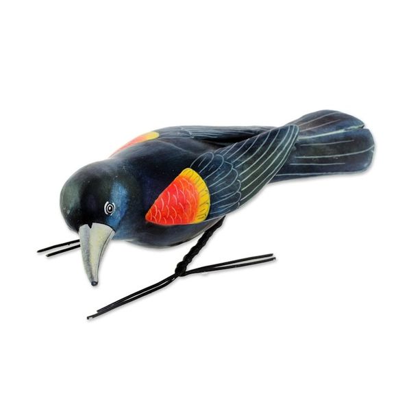 Alternate image for Ceramic Figurine of a Red-Winged Blackbird from Guatemala Red-Winged Blackbird