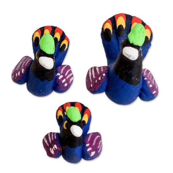 Alternate image for Set of 3 Hand-painted Turkey-themed Ceramic Figurines Turkey Family