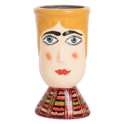Alternate image for Hand-Painted Warm-Toned Ceramic Flower Pot from Guatemala San Antonios Giant