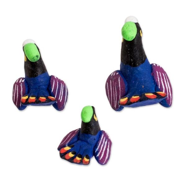 Alternate image for Set of 3 Hand-painted Turkey-themed Ceramic Figurines Turkey Family