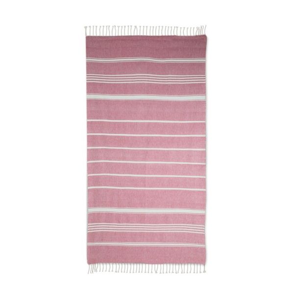 Alternate image for Striped Cotton Beach Towel in Crimson from Guatemala Sweet Relaxation in Crimson
