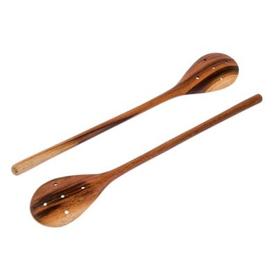Alternate image for Handcarved Wood Slotted Spoons Pair Peten Delight