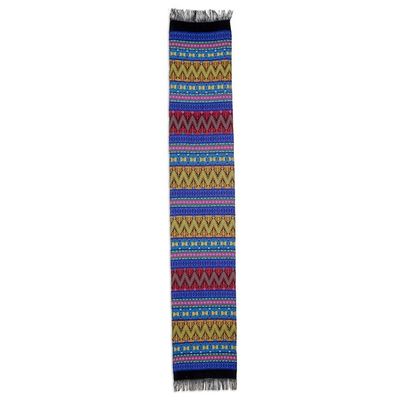 Alternate image for Handwoven Cotton Table Runner with Zigzag Patterns Bright Night