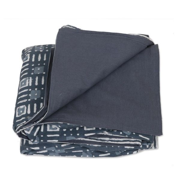 Alternate image for Block-Printed Duvet Cover and Sham Set 3 Pieces Rajasthani Grey