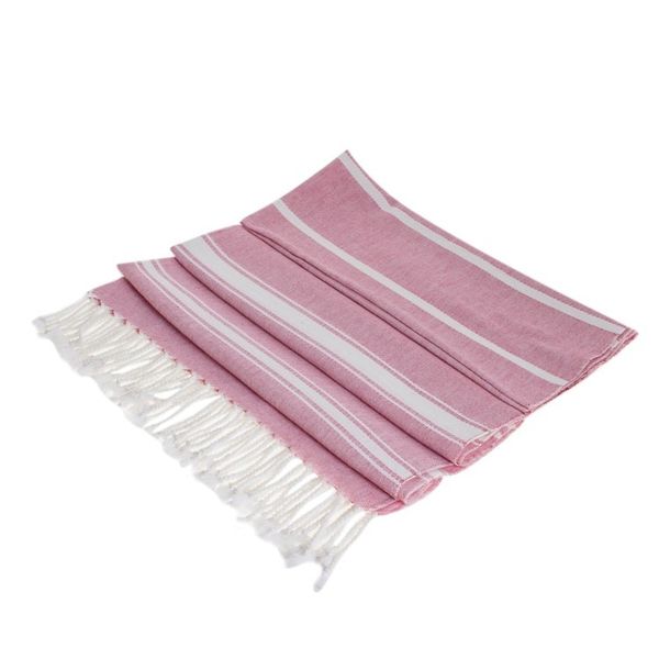 Alternate image for Striped Cotton Beach Towel in Crimson from Guatemala Sweet Relaxation in Crimson