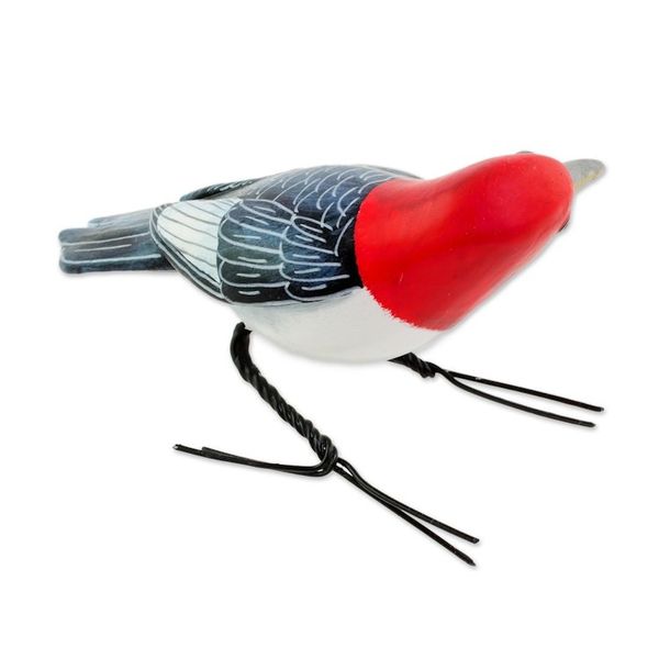 Alternate image for Ceramic Figurine of a Red Headed Woodpecker from Guatemala Red Headed Woodpecker