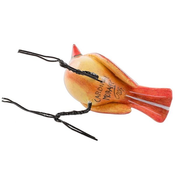 Alternate image for Handmade Cardinal Clay Bird Figurine from Guatemala Cardinal Beauty