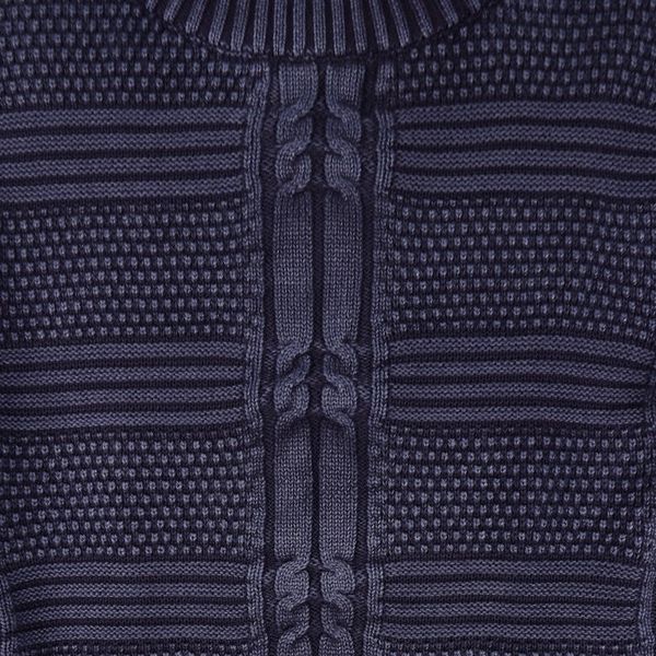 Alternate image for Mens Indigo Cotton Sweater with a Unique Pattern from India Gallant Indigo
