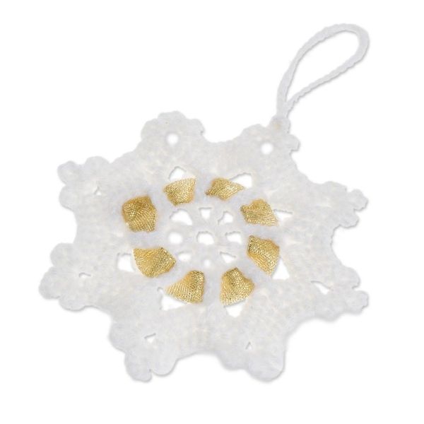 Alternate image for Hand-Crocheted Snowflake Ornaments from Guatemala Set of 4 Glittering Snow