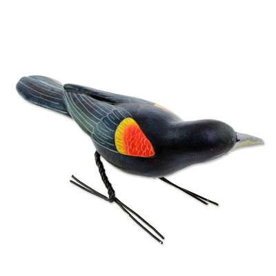 Alternate image for Ceramic Figurine of a Red-Winged Blackbird from Guatemala Red-Winged Blackbird