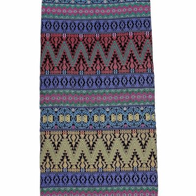 Alternate image for Handwoven Cotton Table Runner with Zigzag Patterns Bright Night