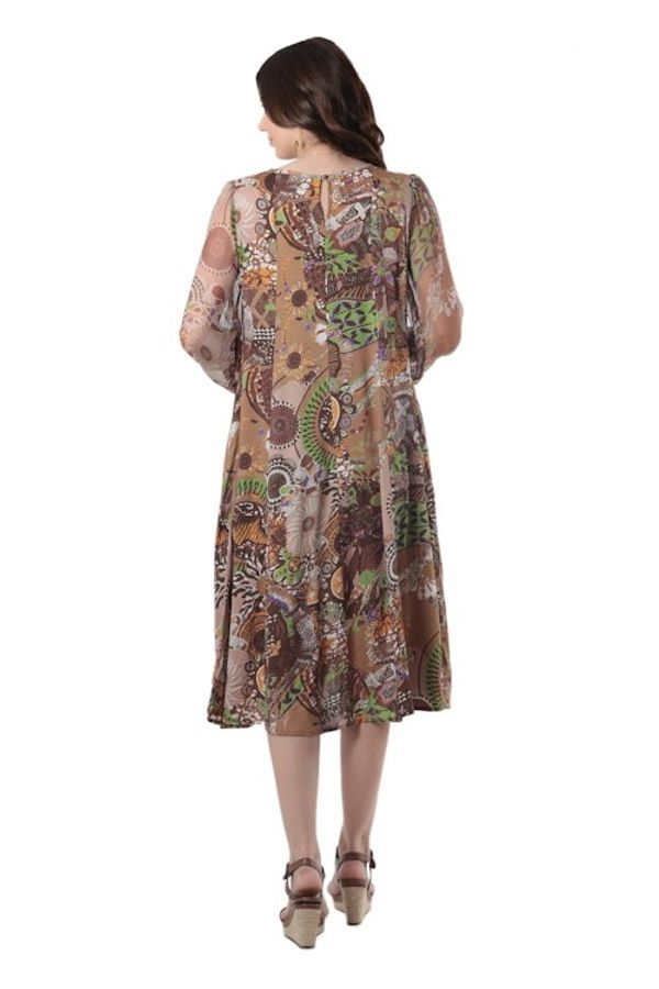 Alternate image for Embroidered Viscose Chiffon A-Line Dress Royal Waves