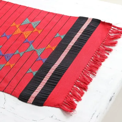 Alternate image for Cotton Table Runner Red Handmade India Festive Constellations