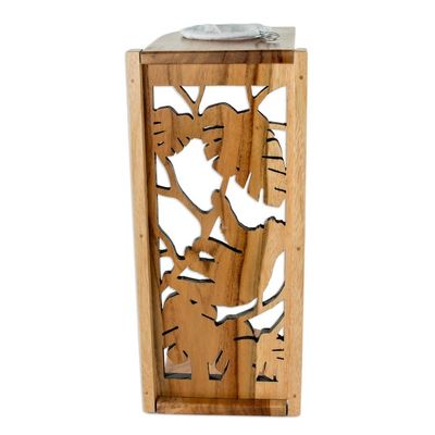 Alternate image for Hand Carved Teak Wood Drip Coffee Stand Jungle Sloth