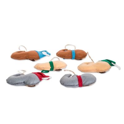 Alternate image for Set of 6 Handmade Christmas Sloth Ornaments from Guatemala Sweet Christmas Sleepers