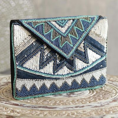 Alternate image for Geometric Beaded Evening Bag Crafted in India Glamorous Symphony