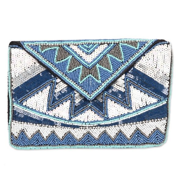 Alternate image for Geometric Beaded Evening Bag Crafted in India Glamorous Symphony