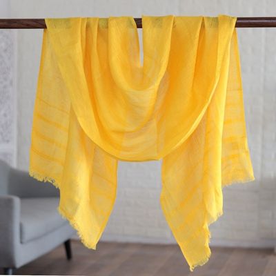 Alternate image for Linen Shawl in Goldenrod Made in India Dreams in Goldenrod