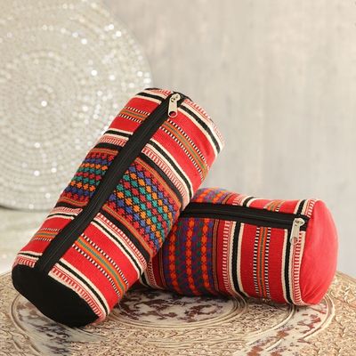 Alternate image for Multicolored Striped Cotton Cosmetic Bags from India Pair Striped Desire