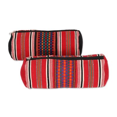 Alternate image for Multicolored Striped Cotton Cosmetic Bags from India Pair Striped Desire