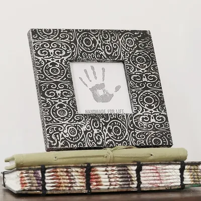 Alternate image for Embossed Aluminum Photo Frame from India 3x3 Creative Vines