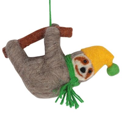 Alternate image for Artisan Crafted Wool Felt Ornaments Set of 6 Sweet Sloths