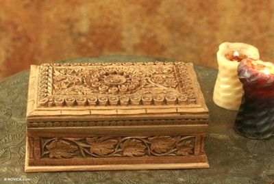 Alternate image for Hand Carved Wood Box Mandala Forest