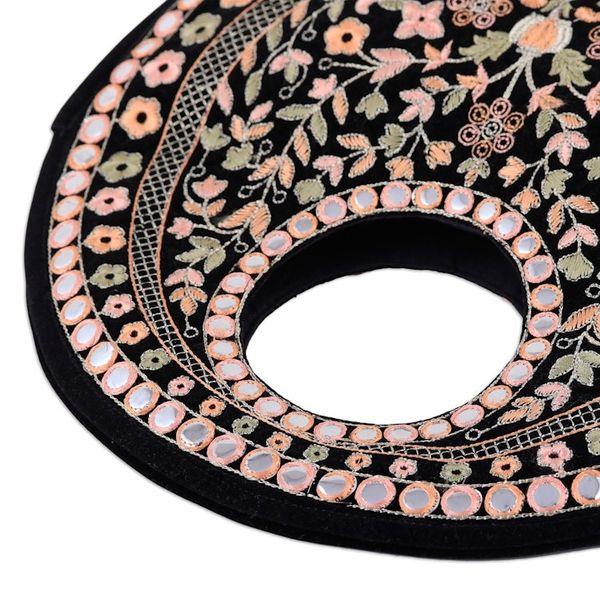 Alternate image for Floral Embroidered Black Faux Velvet Handbag in Bright Hues Jaipur Paradise