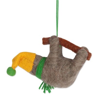 Alternate image for Artisan Crafted Wool Felt Ornaments Set of 6 Sweet Sloths