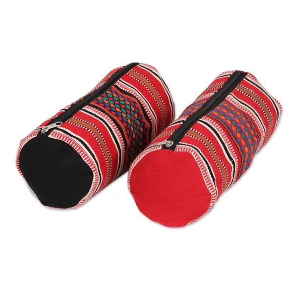 Alternate image for Multicolored Striped Cotton Cosmetic Bags from India Pair Striped Desire