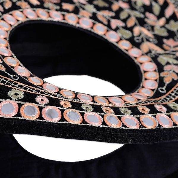 Alternate image for Floral Embroidered Black Faux Velvet Handbag in Bright Hues Jaipur Paradise