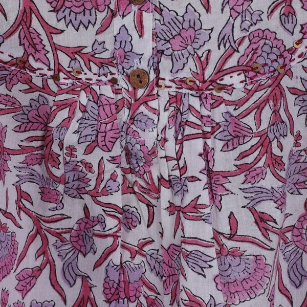 Alternate image for Block-Printed Floral Pink and Red Cotton Tunic from India Dulcet Spring