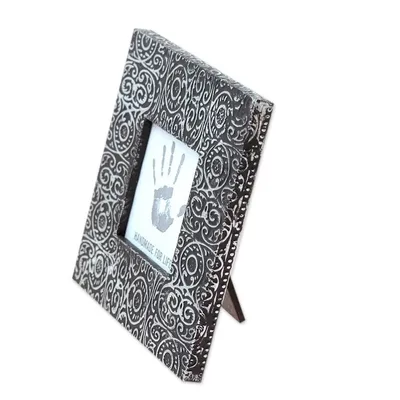 Alternate image for Embossed Aluminum Photo Frame from India 3x3 Creative Vines