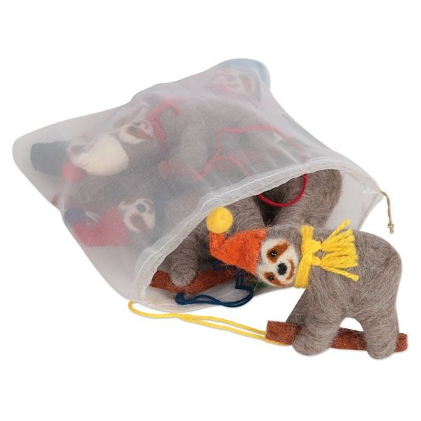 Alternate image for Artisan Crafted Wool Felt Ornaments Set of 6 Sweet Sloths