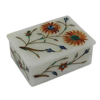 Alternate image for Floral Marble Jewelry Box from India Sunflower Duet