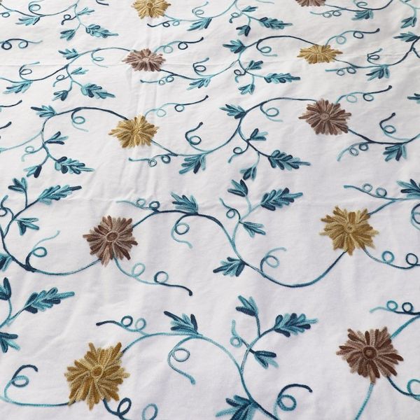 Alternate image for Floral Chain-stitched Cotton Twin Bedspread Crafted in India Kashmir Blossoms