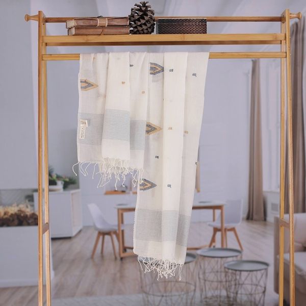 Alternate image for Hand Made Cotton Muslin and Silk Shawl Rustic Touch
